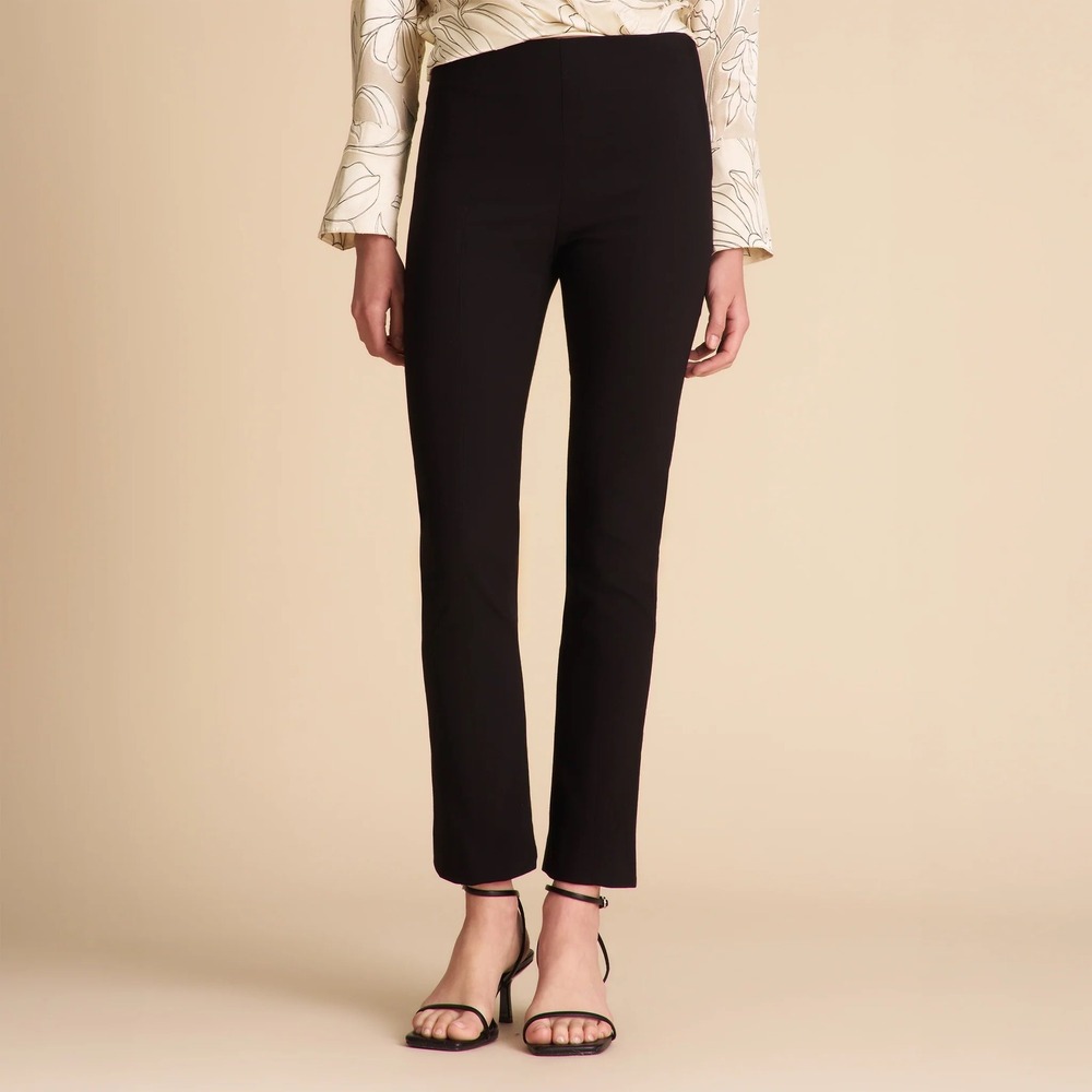 M.M. LaFleur Foster Cigarette Pant Women 6 Black PowerStretch Adjustable Hem
